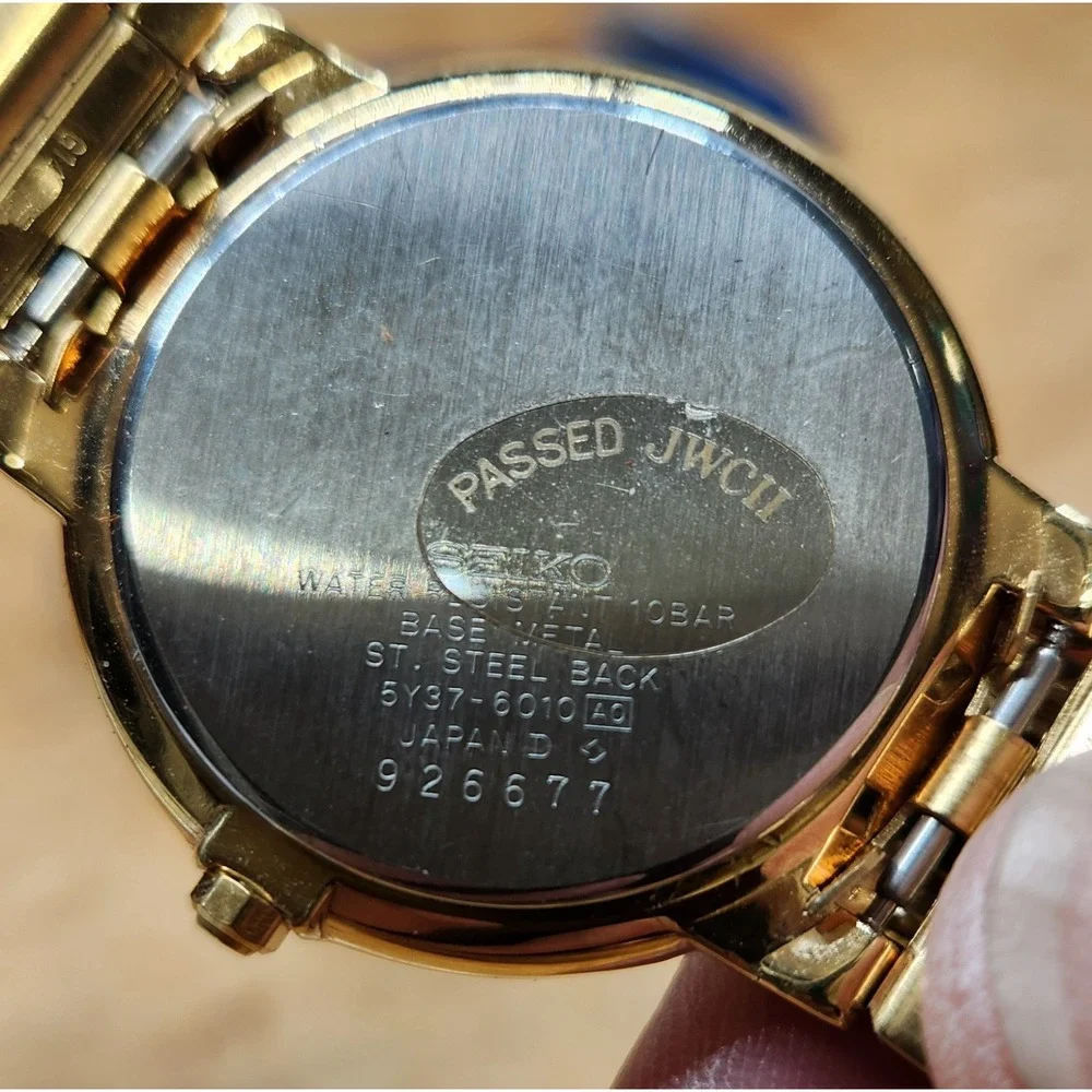 RARE! Seiko Levante Maritime Compass Watch Gold Tone 5Y37-6010 24Hr Quartz